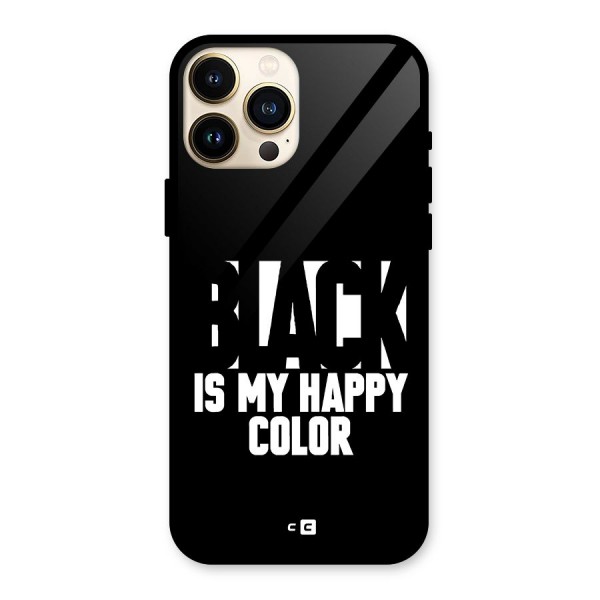 Black My Happy Color Glass Back Case for iPhone 13 Pro Max