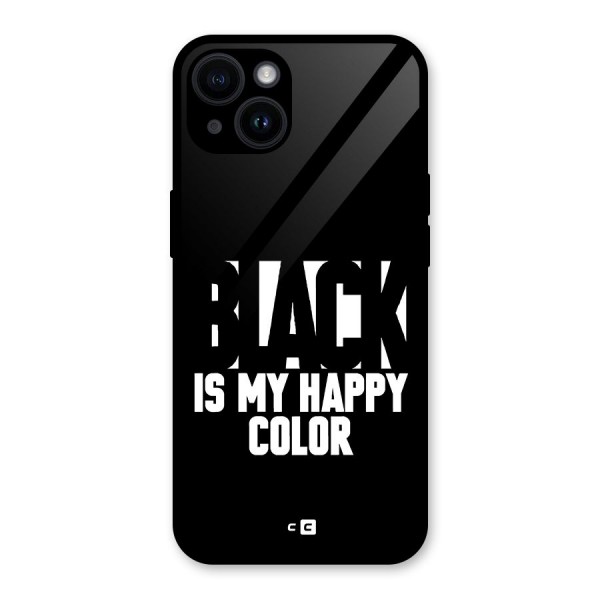 Black My Happy Color Glass Back Case for iPhone 14
