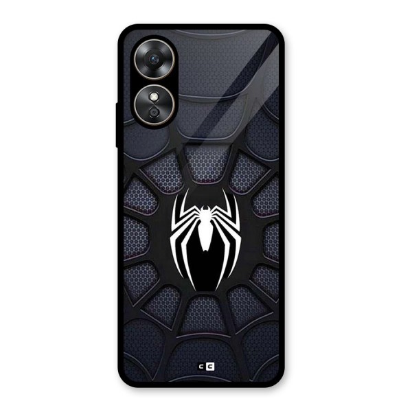 Black Web Glass Back Case for Oppo A17