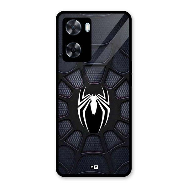 Black Web Glass Back Case for Oppo A77