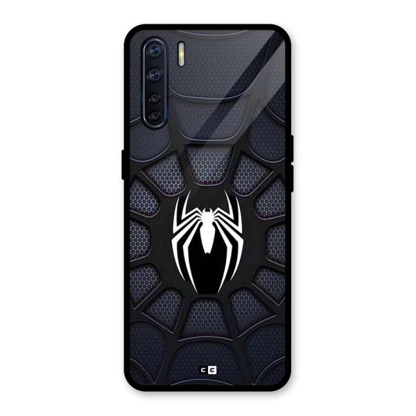 Black Web Glass Back Case for Oppo F15