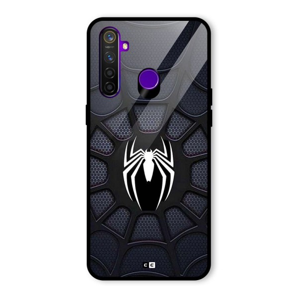 Black Web Glass Back Case for Realme 5 Pro