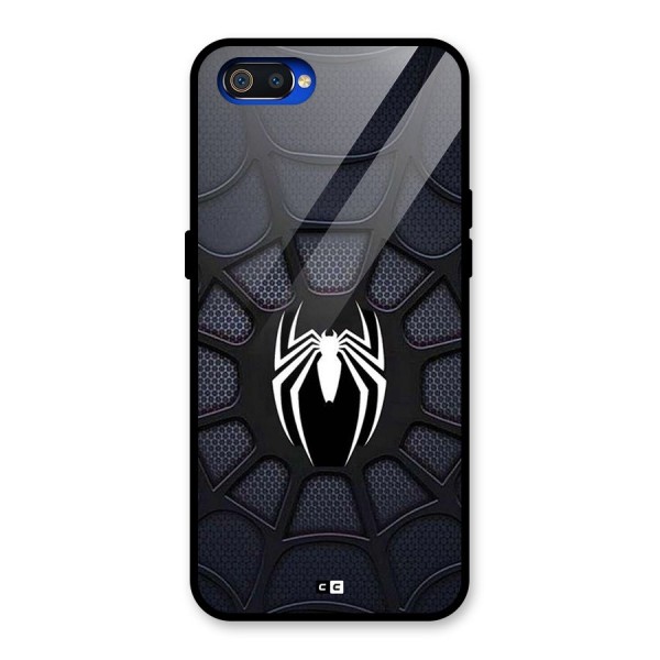 Black Web Glass Back Case for Realme C2