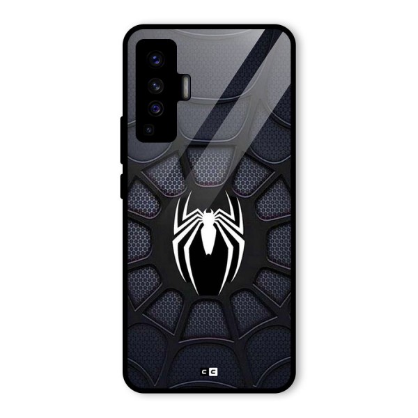 Black Web Glass Back Case for Vivo X50