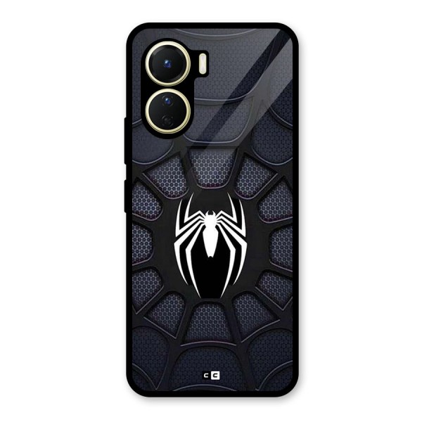 Black Web Glass Back Case for Vivo Y16