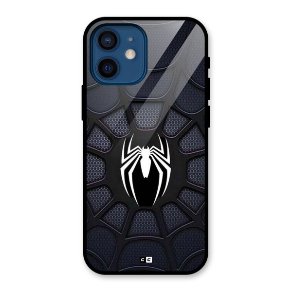 Black Web Glass Back Case for iPhone 12 Mini