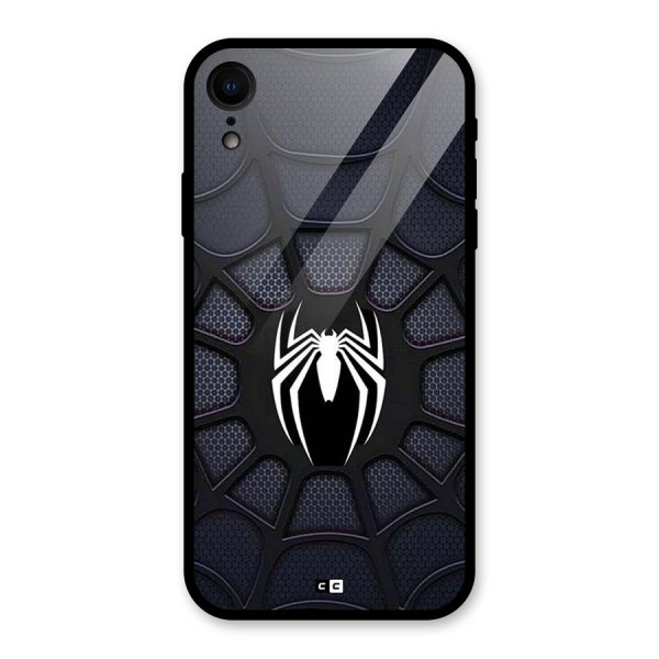 Black Web Glass Back Case for iPhone XR