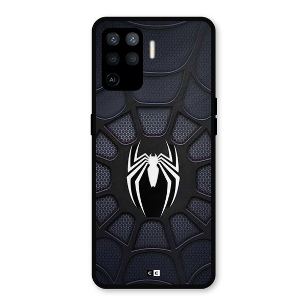 Black Web Metal Back Case for Oppo F19 Pro