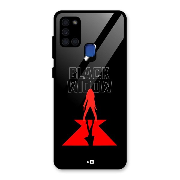 Black Widow Glass Back Case for Galaxy A21s