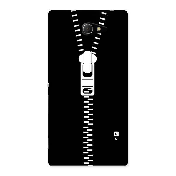 Black Zipper Back Case for Sony Xperia M2