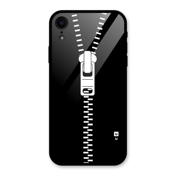 Black Zipper Glass Back Case for iPhone XR