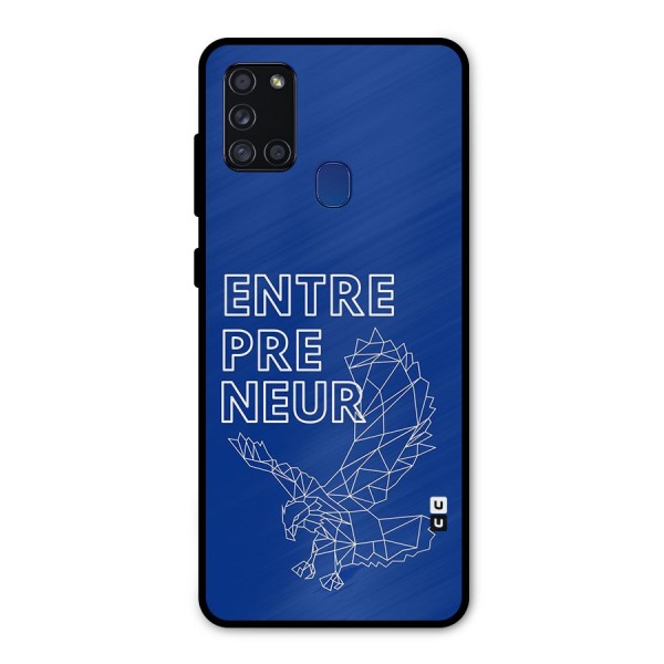 Blue Entrepreneur Metal Back Case for Galaxy A21s