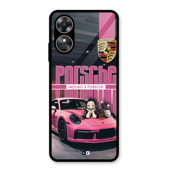 Bubble Race Car Glass Back Case for Oppo A17