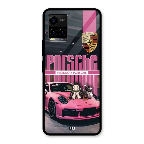 Bubble Race Car Glass Back Case for Vivo Y21G