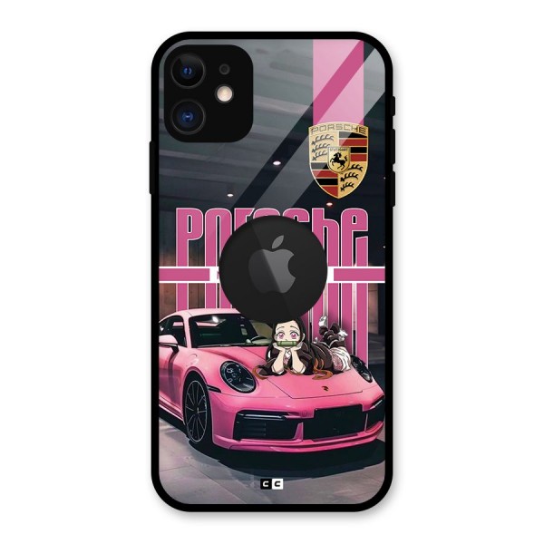 Bubble Race Car Glass Back Case for iPhone 11 Logo Cut