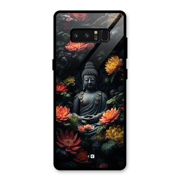 Buddha With Flower Glass Back Case for Galaxy Note 8