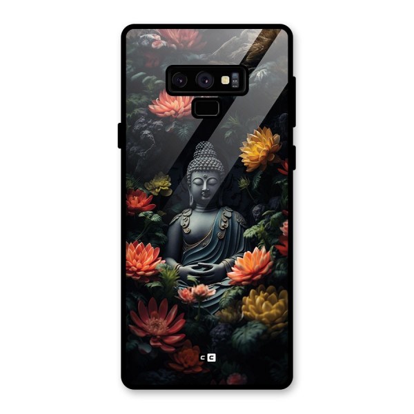 Buddha With Flower Glass Back Case for Galaxy Note 9