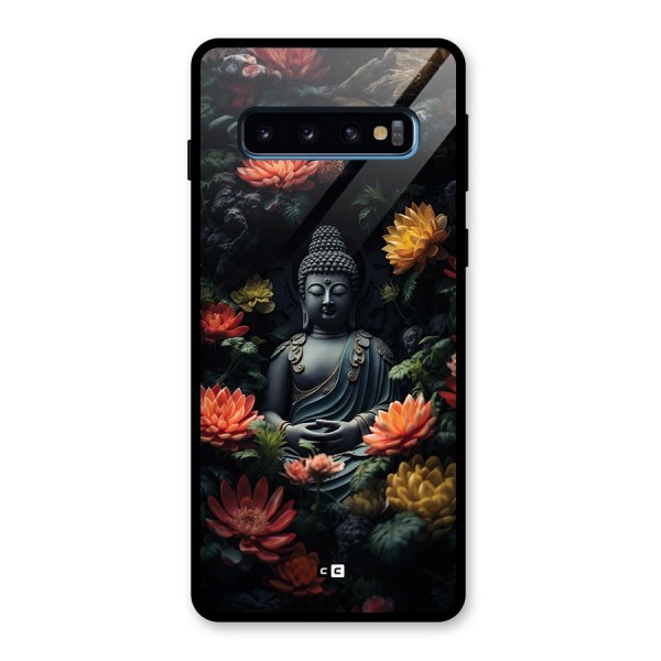 Buddha With Flower Glass Back Case for Galaxy S10