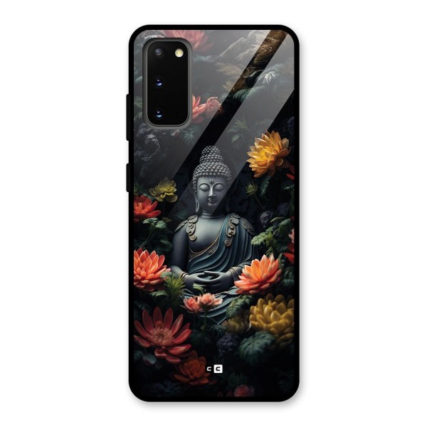 Buddha With Flower Glass Back Case for Galaxy S20