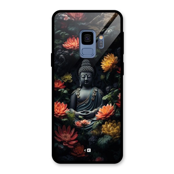 Buddha With Flower Glass Back Case for Galaxy S9