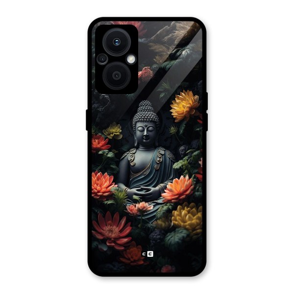 Buddha With Flower Glass Back Case for Oppo F21s Pro 5G