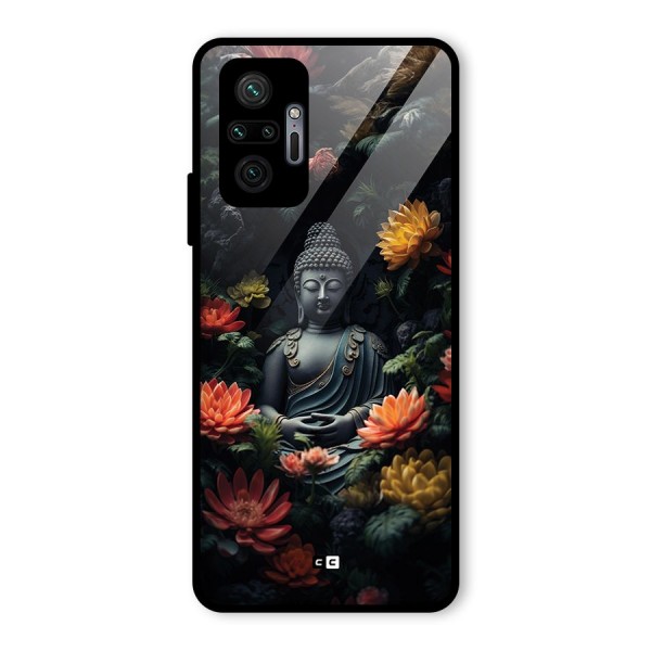 Buddha With Flower Glass Back Case for Redmi Note 10 Pro Max