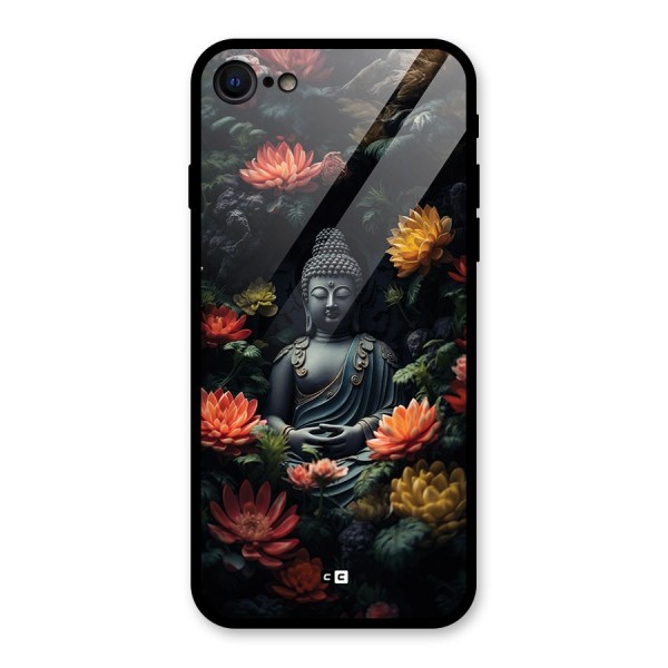 Buddha With Flower Glass Back Case for iPhone SE 2022