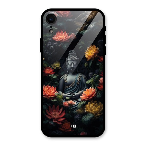 Buddha With Flower Glass Back Case for iPhone XR