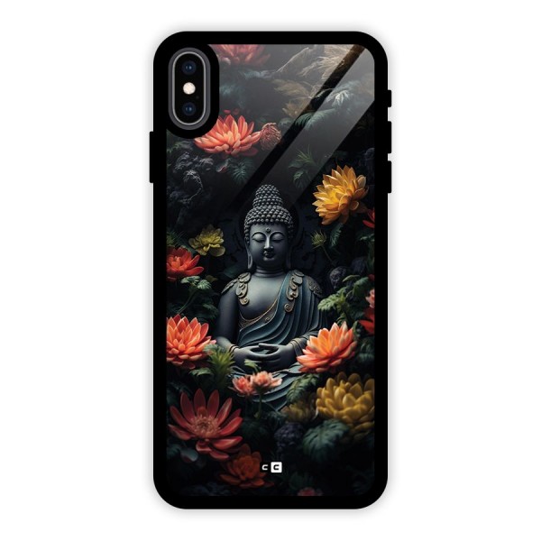 Buddha With Flower Glass Back Case for iPhone XS Max