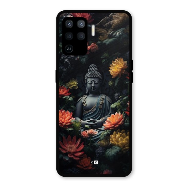 Buddha With Flower Metal Back Case for Oppo F19 Pro