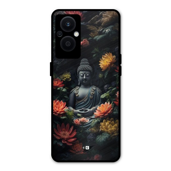 Buddha With Flower Metal Back Case for Oppo F21 Pro 5G