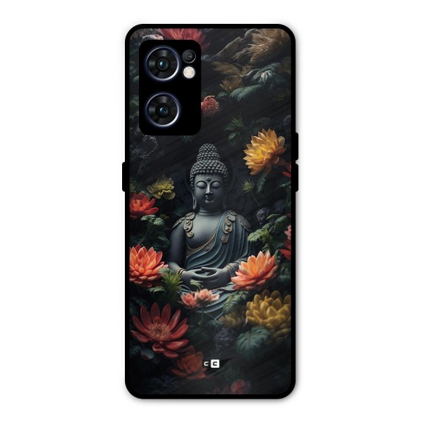 Buddha With Flower Metal Back Case for Oppo Reno7 5G