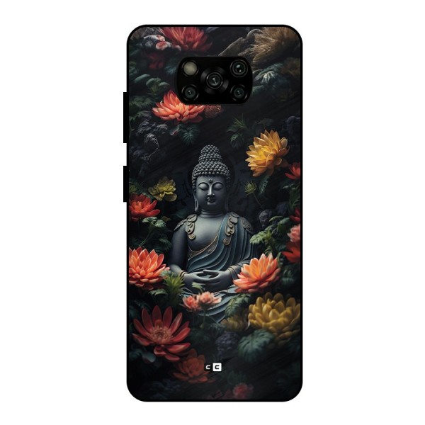 Buddha With Flower Metal Back Case for Poco X3