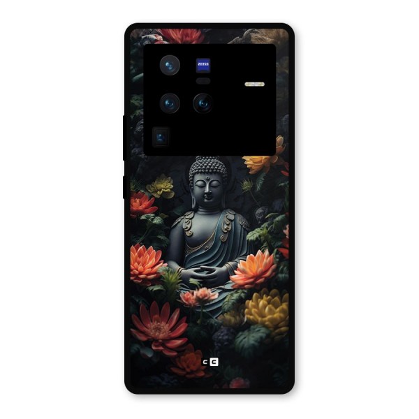 Buddha With Flower Metal Back Case for Vivo X80 Pro