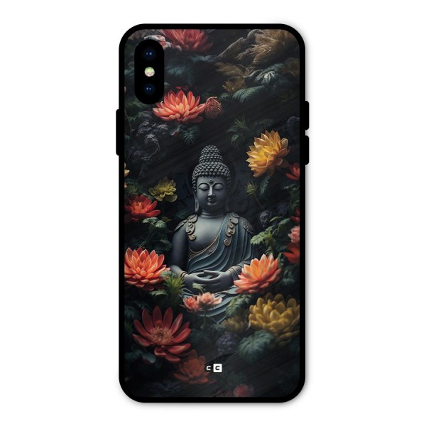 Buddha With Flower Metal Back Case for iPhone X