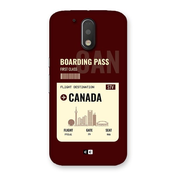 Canada Boarding Pass Back Case for Moto G4 Plus