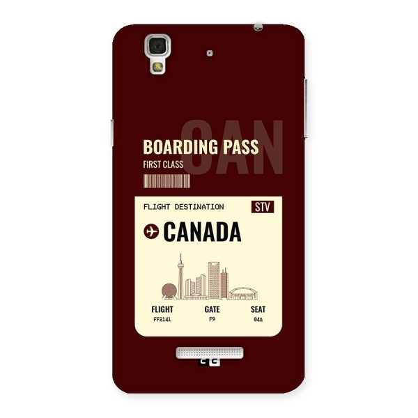 Canada Boarding Pass Back Case for YU Yureka Plus