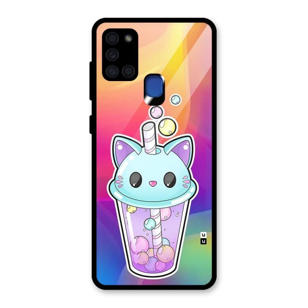Cat Drink Glass Back Case for Galaxy A21s