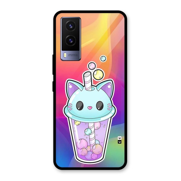 Cat Drink Glass Back Case for Vivo V21e 5G