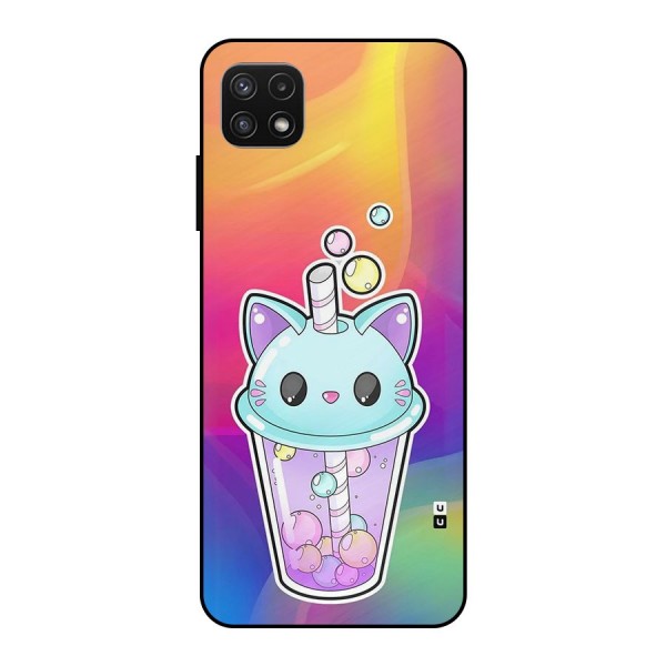 Cat Drink Metal Back Case for Galaxy A22 5G