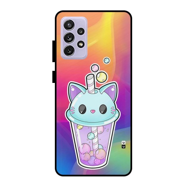 Cat Drink Metal Back Case for Galaxy A72