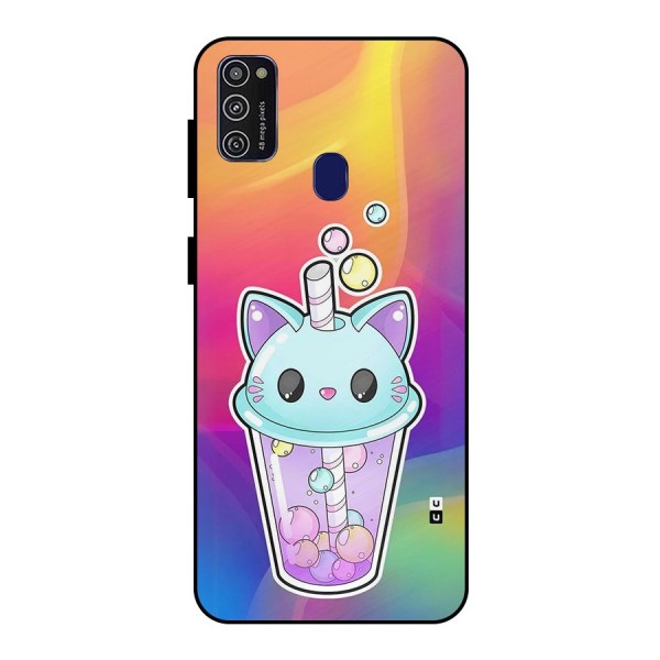 Cat Drink Metal Back Case for Galaxy M21