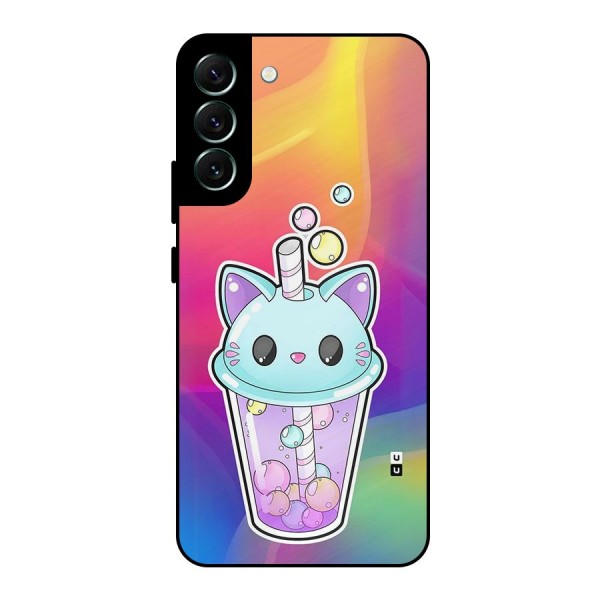 Cat Drink Metal Back Case for Galaxy S22 Plus 5G