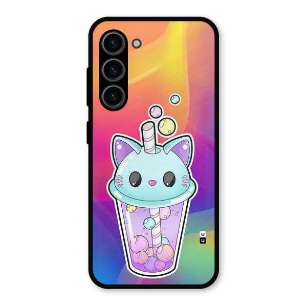 Cat Drink Metal Back Case for Galaxy S23