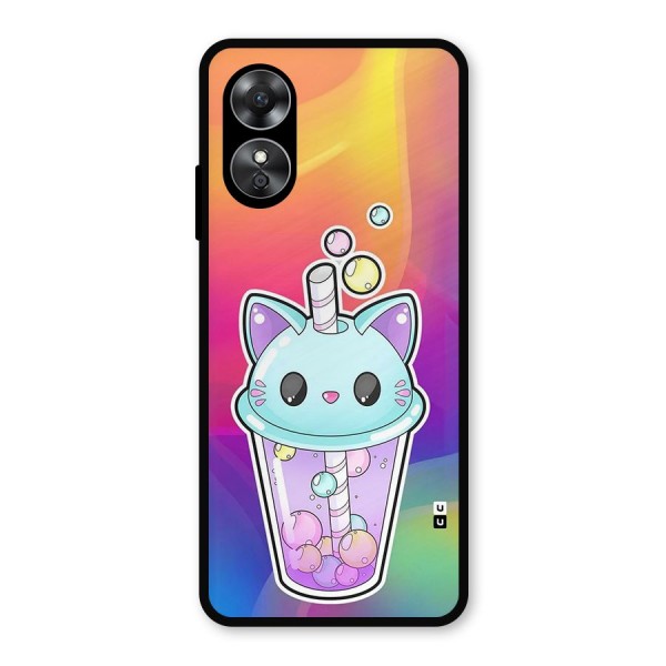 Cat Drink Metal Back Case for Oppo A17