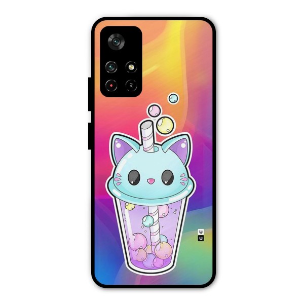 Cat Drink Metal Back Case for Poco M4 Pro 5G