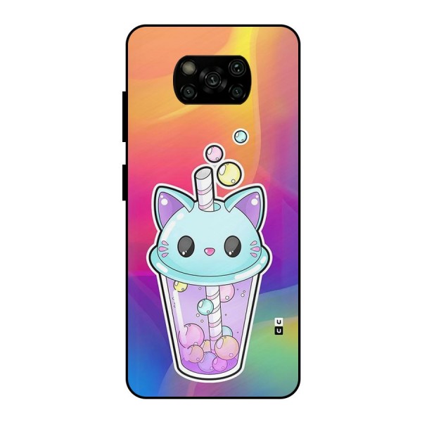 Cat Drink Metal Back Case for Poco X3