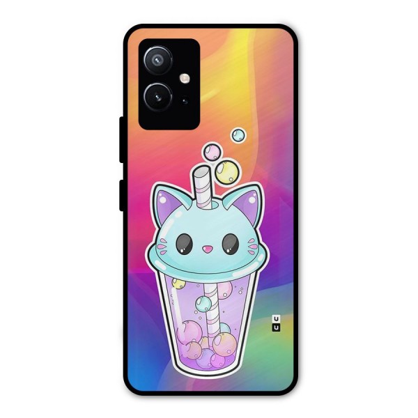 Cat Drink Metal Back Case for Vivo T1 5G