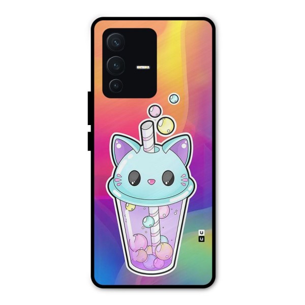 Cat Drink Metal Back Case for Vivo V23 Pro