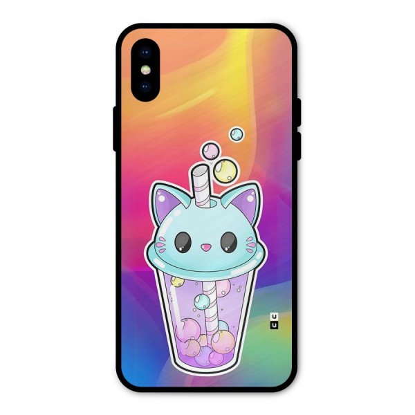 Cat Drink Metal Back Case for iPhone X